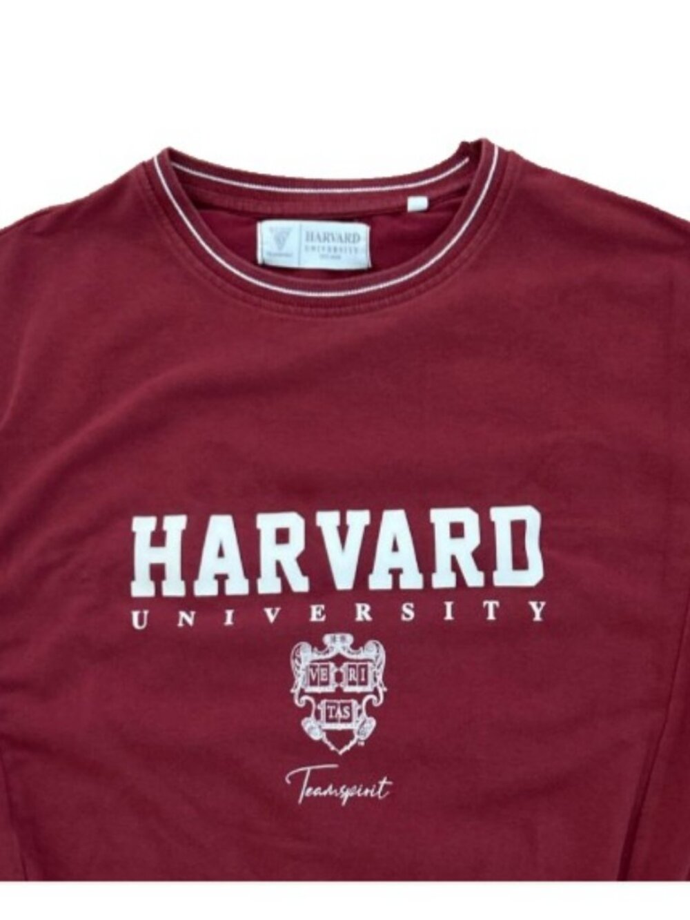 Vtg Harvard University Tshirt Dress Crimson Sz S Embroidered Ivy League Crest